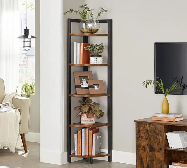 Alt view image 2 of 7 - VASAGLE 5 Tier Corner Shelf, Tall Bookshelf, Plant Stand