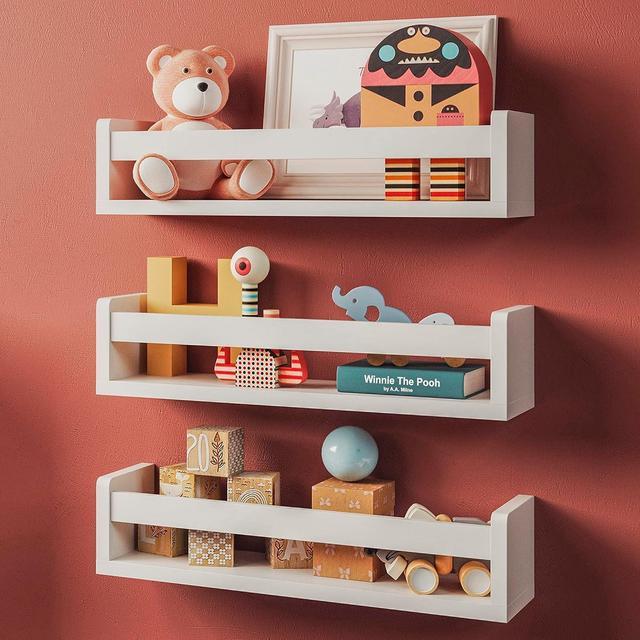 NATURE SUPPLIES Set of 3 White Floating Shelves for Wall Kids Bookshelf for Bedroom Book Shelf for Kids Rooms Nursery Book Shelves Nursery Shelves for Wall Newegg