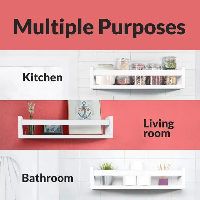 Alt view image 6 of 7 - NATURE SUPPLIES Set of 3, 16.4" White Floating Nursery Shelves for Wall, Kids Bookshelf for Bedroom, Nursery Storage, Decorative Display for Kids Rooms, Modern Wall-Mounted Organizer for Home