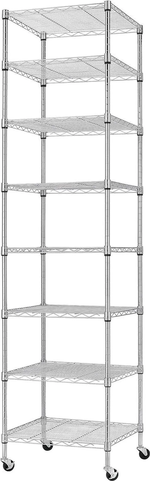 Main image of Finnhomy Heavy Duty 8 Tier Wire Shelving with Wheels 18x18x72.8-inches 8 Shelves Storage Rack Thicken Steel Tube, Pantry Shelves for Storage, Adjustable Shelving Unit, NSF Certified, Chrome