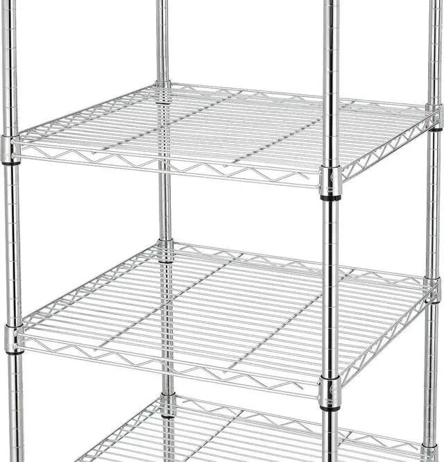Alt view image 7 of 7 - Finnhomy Heavy Duty 8 Tier Wire Shelving with Wheels 18x18x72.8-inches 8 Shelves Storage Rack Thicken Steel Tube, Pantry Shelves for Storage, Adjustable Shelving Unit, NSF Certified, Chrome
