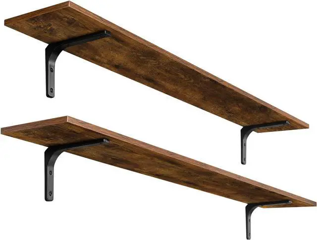 Main image of DINZI LVJ Long Wall Shelves, 55.1Inch Wooden Wall Mounted Shelves, Set of 2