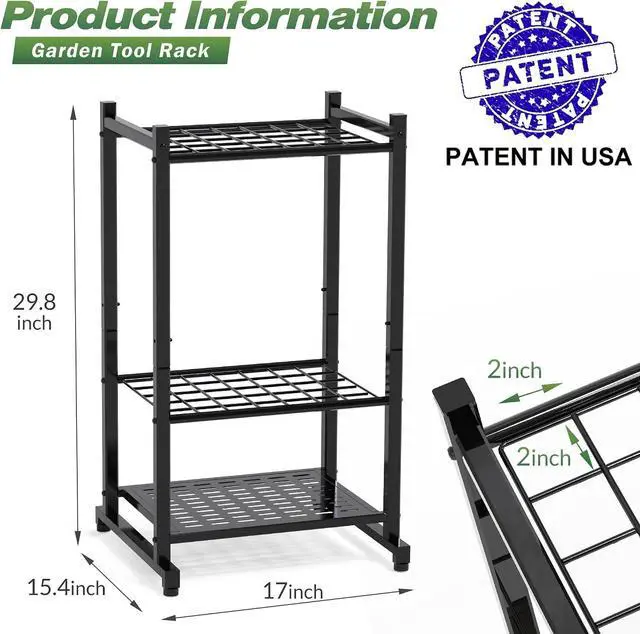 Alt view image 2 of 7 - Garden Tool Organizer, Garage Tool Organizer & Garage Organization, Heavy Duty Steel Tool Storage Rack Holds 35 Rakes, Brooms Tools, Broom Holder and Mop Holder, Shed Organizer for Home Organization
