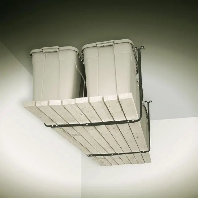 Alt view image 2 of 7 - HyLoft Adjustable Garage Ceiling Mount Storage Rack Kit, Ceiling Shelving Mounts, 34 in. x 26 in., 80844-10, Hammertone