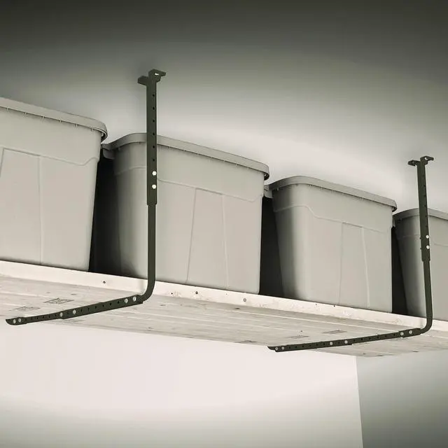 Alt view image 3 of 7 - HyLoft Adjustable Garage Ceiling Mount Storage Rack Kit, Ceiling Shelving Mounts, 34 in. x 26 in., 80844-10, Hammertone