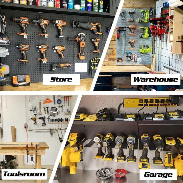 Alt view image 5 of 7 - Magnetic Power Tool Organizer, Utility Storage Rack Shelf with Screwdriver Holder,Wall Mount Heavy Duty Cordless Drill Holder,Removable Tool Rack Suitable for Garage, Workshop