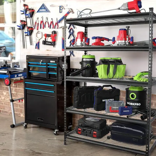 Alt view image 7 of 7 - 5-Tier Metal Storage Shelving Unit, 48W x 24D x 72H, Adjustable Storage Rack Heavy Duty Shelf, 4000 lbs Load Capacity (Total), for Garage, Kitchen, Bathroom, Warehouse, Black/Sliver