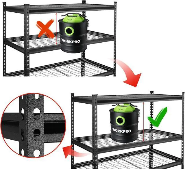 Alt view image 4 of 7 - 5-Tier Metal Storage Shelving Unit, 48W x 24D x 72H, Adjustable Storage Rack Heavy Duty Shelf, 4000 lbs Load Capacity (Total), for Garage, Kitchen, Bathroom, Warehouse, Black/Sliver