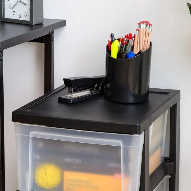Alt view image 6 of 7 - IRIS USA 3-Drawer Slim Narrow Storage Organizer, 2-Pack, Black/Clear