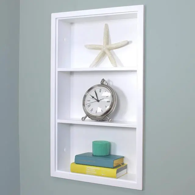 Main image of 14x24 Sloane Recessed Wall Niche Medicine Cabinet Replacement, in The Wall Bathroom Cabinet Insert Shelf/Shelves, Made in North America, Real Wood, NO MDF, White Plain Back