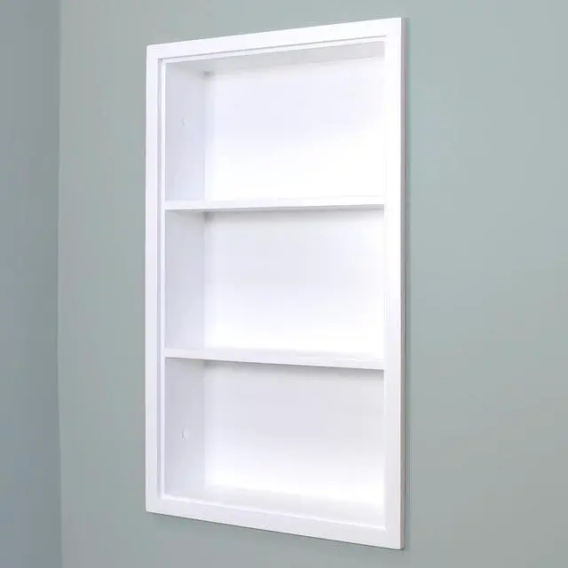 Alt view image 3 of 5 - 14x24 Sloane Recessed Wall Niche Medicine Cabinet Replacement, in The Wall Bathroom Cabinet Insert Shelf/Shelves, Made in North America, Real Wood, NO MDF, White Plain Back