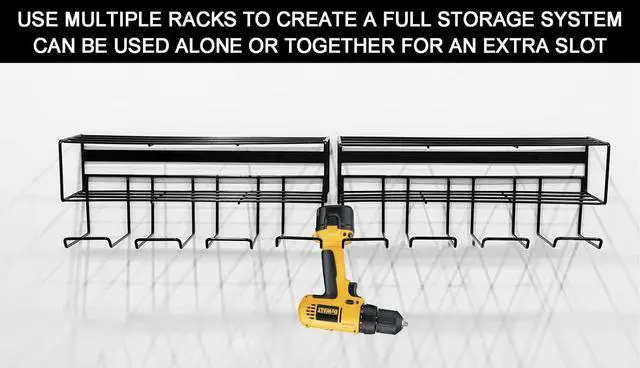 Alt view image 5 of 7 - 2 Pack Heavy Duty Wall Mounted Power Tool Organizer Floating Tool Shelf Storage Rack and Power Tool Holder