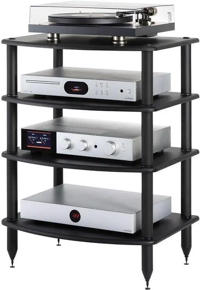 Alt view image 5 of 7 - Pangea Audio Vulcan Four Shelf Audio Rack, Media Stand, and Components Cabinet 4 Shelf Black