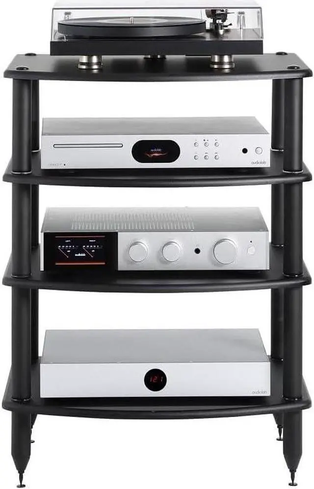 Alt view image 6 of 7 - Pangea Audio Vulcan Four Shelf Audio Rack, Media Stand, and Components Cabinet 4 Shelf Black