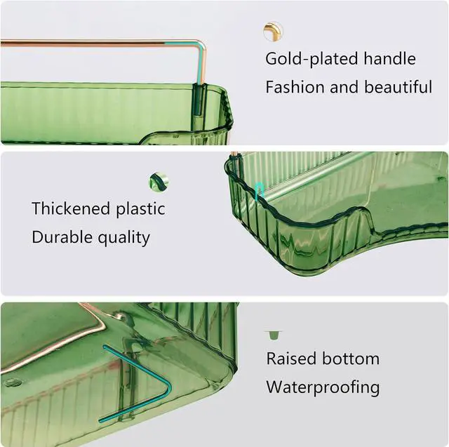 Alt view image 3 of 6 - YCIA&DONE Corner Bathroom Counter Organizer, Makeup Organizer for Vanity, Skincare Cosmetic Perfume Tray, Corner Countertop Shelf Rack Storage for Bathroom Kitchen 3 Tiers (Vintage Green)