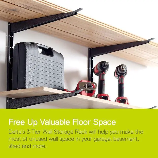 Alt view image 2 of 6 - Delta Heavy Duty Wood and Lumber Storage Rack, Holds Up To 480 lbs - Easy to Install Mounted Rack With Steel Construction for Indoor & Outdoor Storage Solution For Garage, Basement & Pantry Cycle