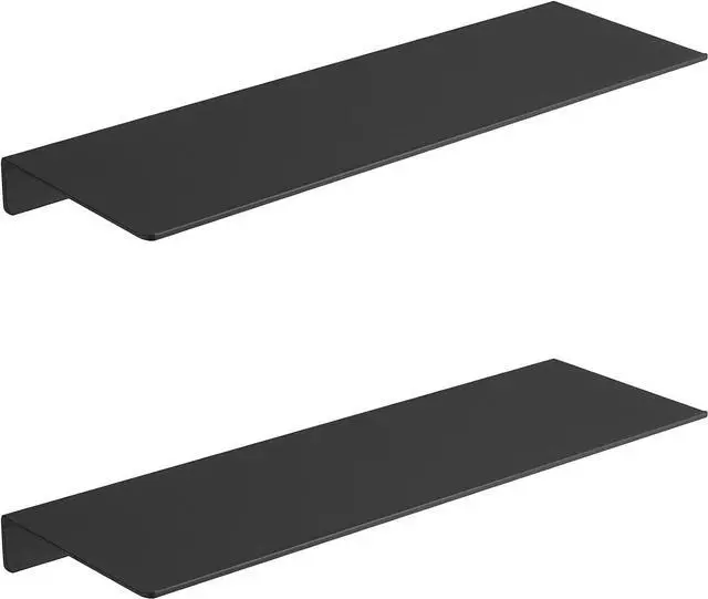 Main image of JOOM Black Floating Shelves for Wall Storage, Metal Wall Shelves for Living Room, Bathroom, Kitchen, 16 Display Shelves for Collectibles(2 PCS)