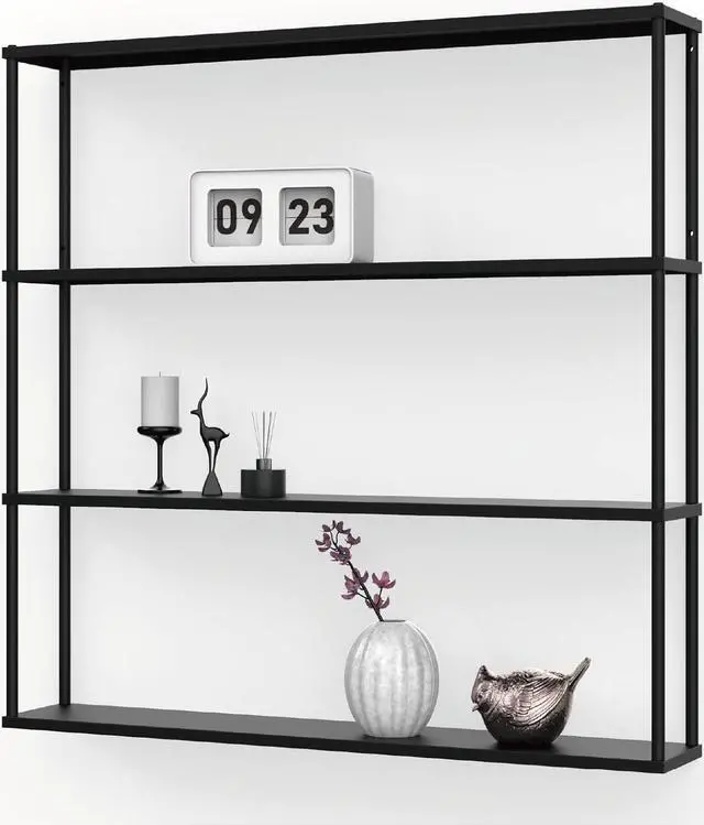 Main image of Mango Steam Wall-Mounted Steel Floating Shelving Unit for Kitchen, Storage or Display Use -36 H x 36 W x 6 D Inches- Black -