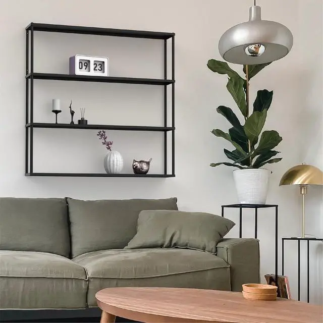 Alt view image 2 of 7 - Mango Steam Wall-Mounted Steel Floating Shelving Unit for Kitchen, Storage or Display Use -36 H x 36 W x 6 D Inches- Black -