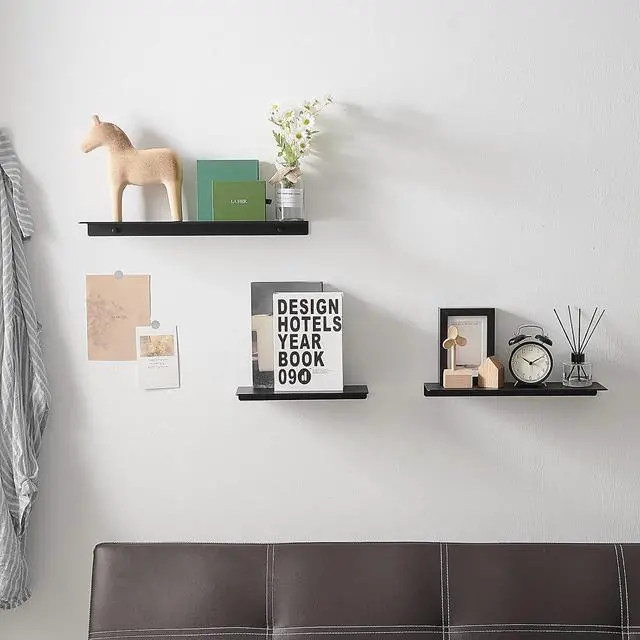 Alt view image 2 of 7 - JOOM Black Floating Shelves for Wall Storage, Metal Wall Shelves for Living Room, Bathroom, Kitchen, 16 Display Shelves for Collectibles(2 PCS)