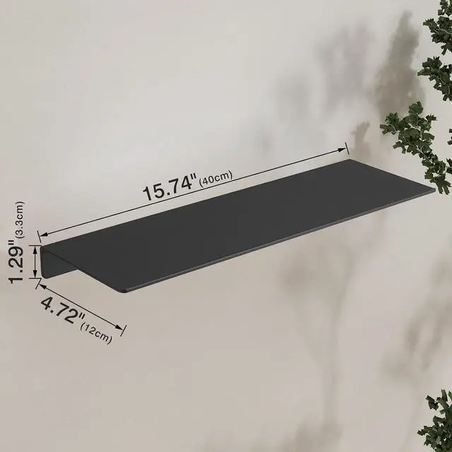 Alt view image 3 of 7 - JOOM Black Floating Shelves for Wall Storage, Metal Wall Shelves for Living Room, Bathroom, Kitchen, 16 Display Shelves for Collectibles(2 PCS)
