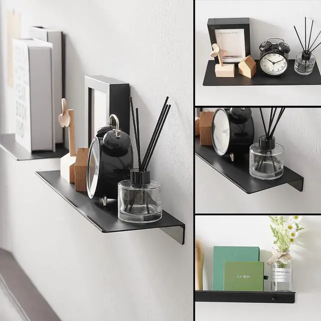 Alt view image 4 of 7 - JOOM Black Floating Shelves for Wall Storage, Metal Wall Shelves for Living Room, Bathroom, Kitchen, 16 Display Shelves for Collectibles(2 PCS)