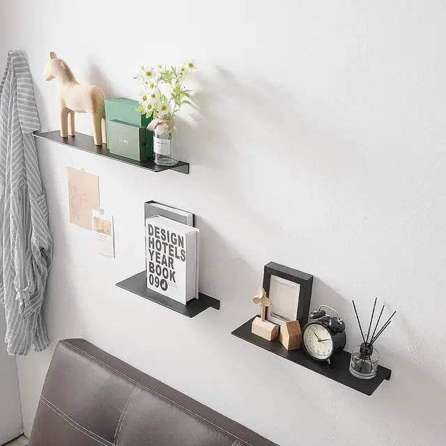 Alt view image 6 of 7 - JOOM Black Floating Shelves for Wall Storage, Metal Wall Shelves for Living Room, Bathroom, Kitchen, 16 Display Shelves for Collectibles(2 PCS)
