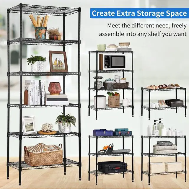 Alt view image 4 of 6 - 6 Tier Storage Shelves Rack, Adjustable Wire Shelving 23 x 13 x 59