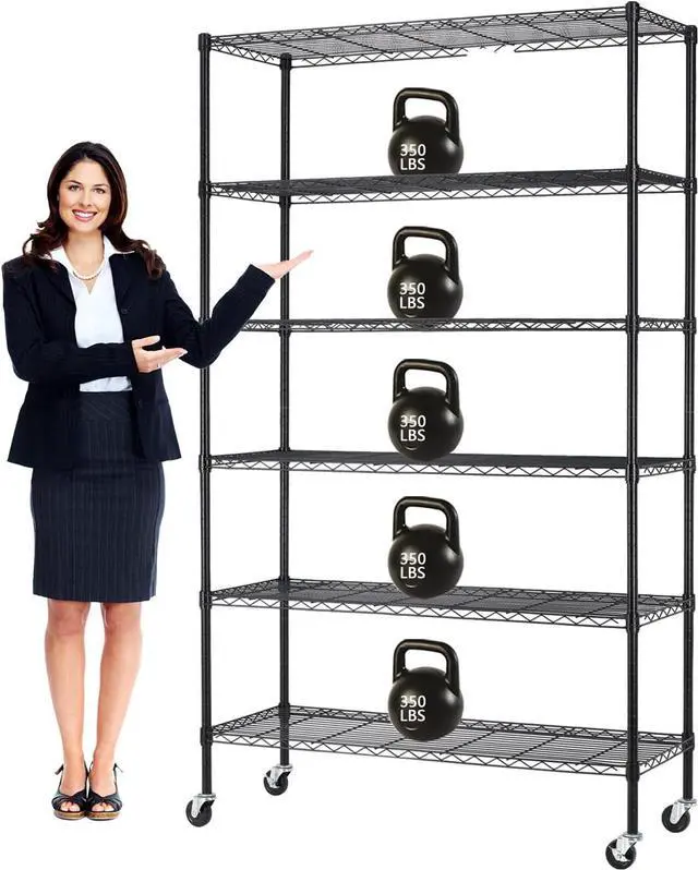 Main image of Dopinmin 6-Tier Storage Shelf, Wire Shelving Unit Pantry Shelves,Black