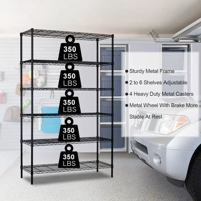 Alt view image 3 of 5 - Dopinmin 6-Tier Storage Shelf, Wire Shelving Unit Pantry Shelves,Black