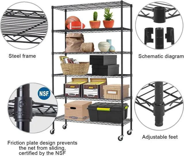 Alt view image 2 of 5 - Dopinmin 6-Tier Storage Shelf, Wire Shelving Unit Pantry Shelves,Black