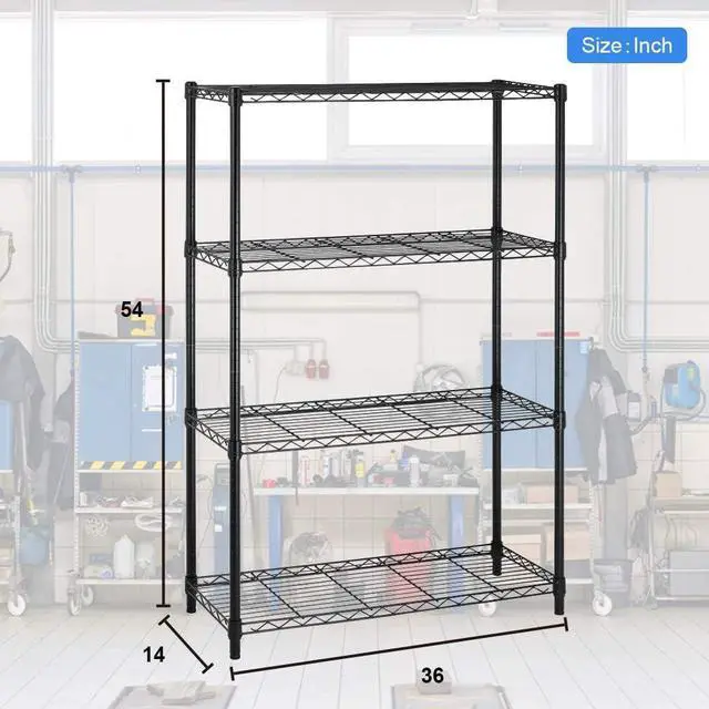 Alt view image 3 of 7 - BestOffice 36"x14"x54" 4 Tier Layer Shelf Adjustable Steel Commercial Wire Metal Shelving Rack