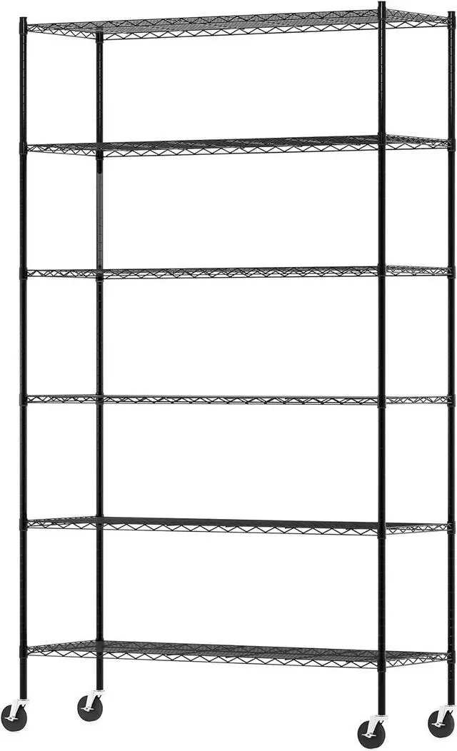 Alt view image 4 of 6 - Furinno Wayar Metal Storage Shelf Rack, 6 Tiers, 48-Inch Taller, Black