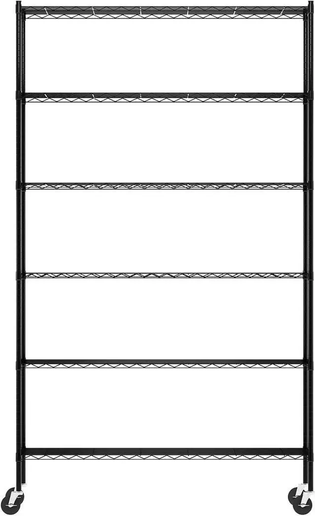 Alt view image 5 of 6 - Furinno Wayar Metal Storage Shelf Rack, 6 Tiers, 48-Inch Taller, Black