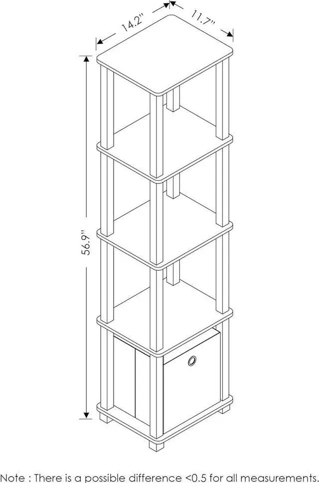 Alt view image 3 of 7 - FURINNO TNT No Tools 5-Tier Display Decorative Shelf, French Oak Grey/Black/Black
