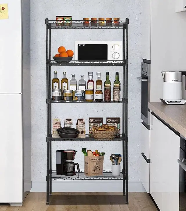 Alt view image 2 of 7 - 5 Tier Storage Shelves, Adjustable Wire Shelf Rack 21.5 x 11.6 x 47.6