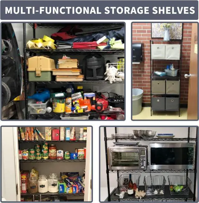 Alt view image 6 of 7 - 5 Tier Storage Shelves, Adjustable Wire Shelf Rack 21.5 x 11.6 x 47.6