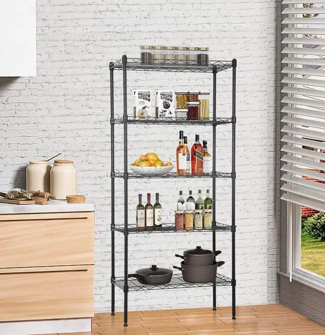 Alt view image 5 of 7 - 5 Tier Storage Shelves, Adjustable Wire Shelf Rack 21.5 x 11.6 x 47.6