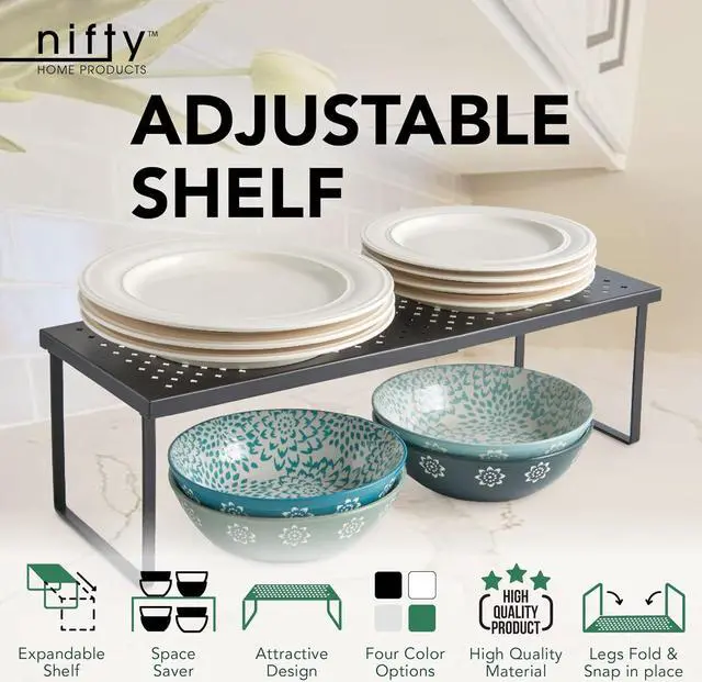 Alt view image 4 of 7 - Nifty Expandable Shelf Rack Adjustable- Black