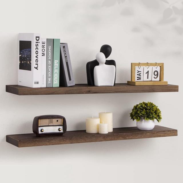 Floating Shelf with Metal Brackets , Wall Mounted Rustic Wood Wall top Storage Shelf