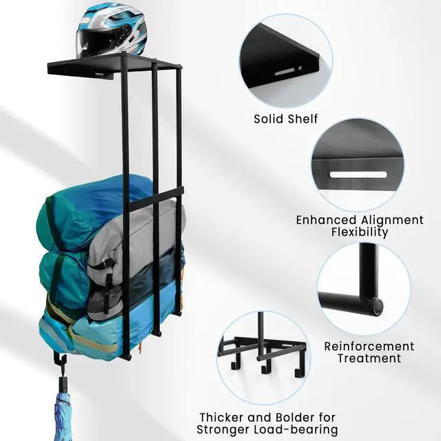 Alt view image 3 of 7 - Camping Chair Storage Wall Mount Metal Rack for Garage Organization