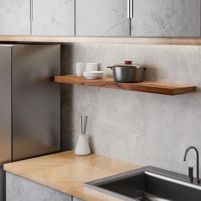 Alt view image 5 of 7 - BATODA Set of 2 Pcs 36" Wood Floating Shelves, Rustic Wooden Storage Shelf