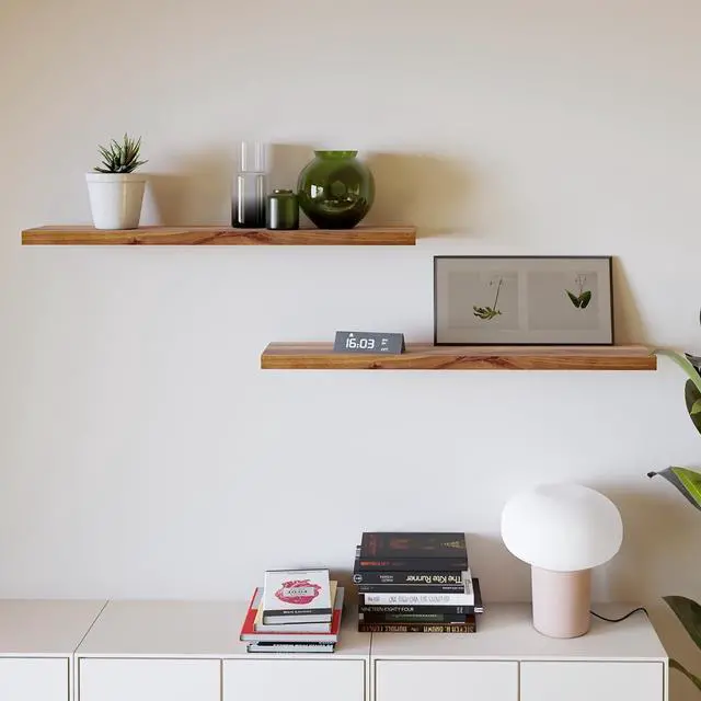 Alt view image 6 of 7 - BATODA Set of 2 Pcs 36" Wood Floating Shelves, Rustic Wooden Storage Shelf