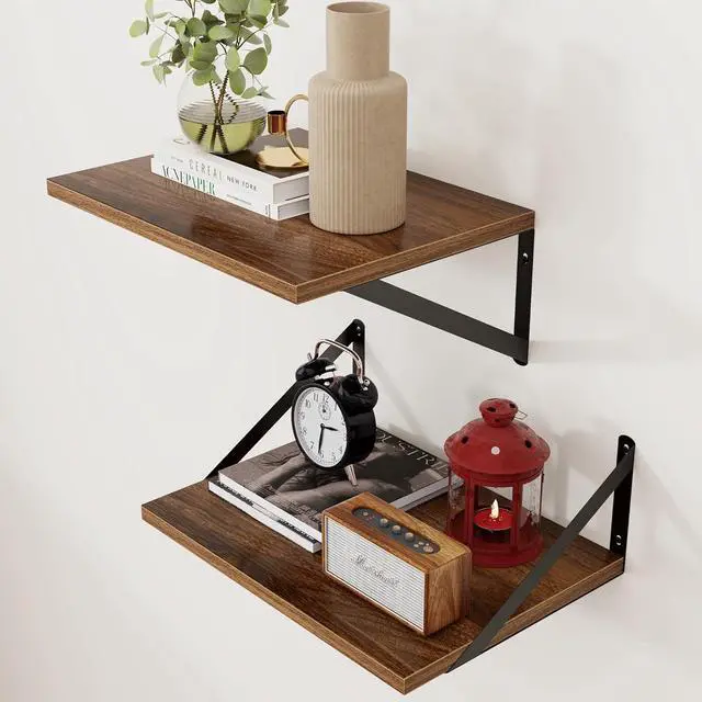 Main image of Axeman Deep Floating Shelves - 16 Inch Wide x 12 Inch Deep Walnut Wall Shelves Set of 2 - Rustic Wide Wood Wall Mounted Shelves for Room Decor & Storage