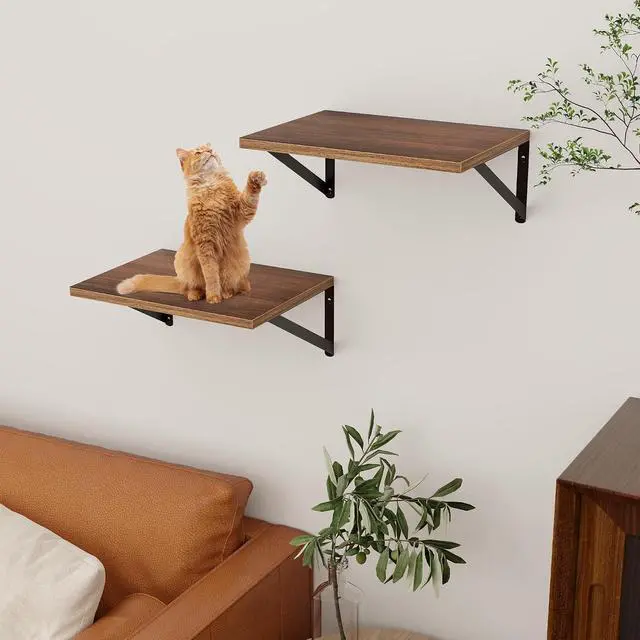 Alt view image 6 of 7 - Axeman Deep Floating Shelves - 16 Inch Wide x 12 Inch Deep Walnut Wall Shelves Set of 2 - Rustic Wide Wood Wall Mounted Shelves for Room Decor & Storage
