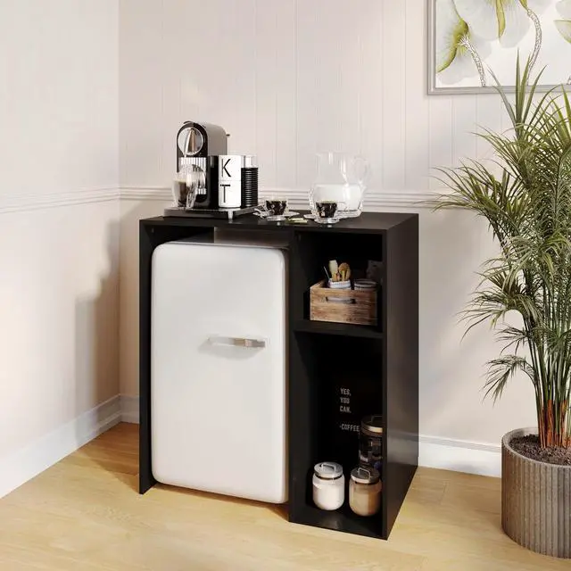 Alt view image 2 of 7 - Flash Furniture Mini Fridge Bookshelf with Multiple Cubbies, Black
