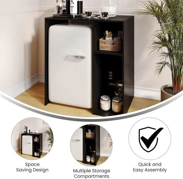Alt view image 4 of 7 - Flash Furniture Mini Fridge Bookshelf with Multiple Cubbies, Black