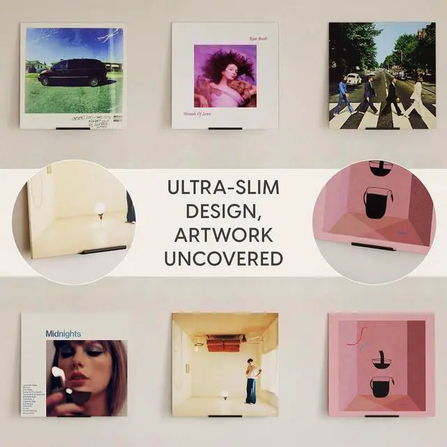 Alt view image 2 of 5 - Vinyl Record Display Shelf - Set of 6 Wall Mounted Holders for Floating Record Display