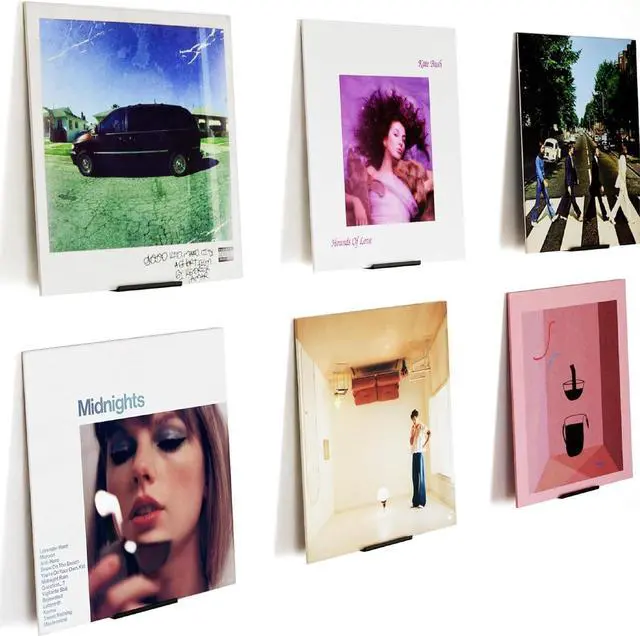 Main image of Vinyl Record Display Shelf - Set of 6 Wall Mounted Holders for Floating Record Display