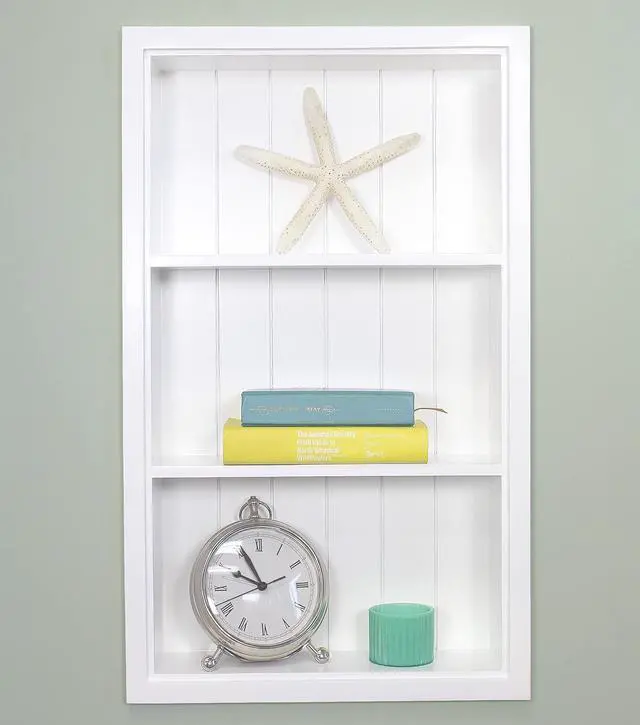 Alt view image 2 of 5 - 14x24 Sloane Recessed Wall Niche Medicine Cabinet Replacement, in The Wall Bathroom Cabinet Insert Shelf/Shelves, Made in North America, Real Wood, NO MDF, White Beadboard Back